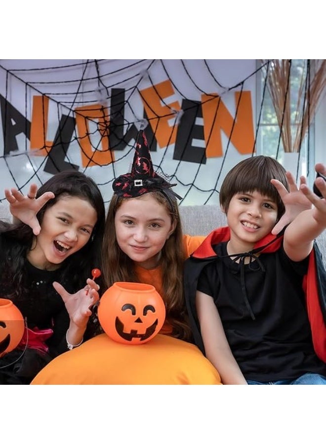 4 Pcs Halloween Headbands, Assorted Halloween Headwear, Witch's Hat Hairband, Halloween Element Headbands, Pumpkin Spider Bat Skull Headwear for Halloween Party Decoration - Image 3