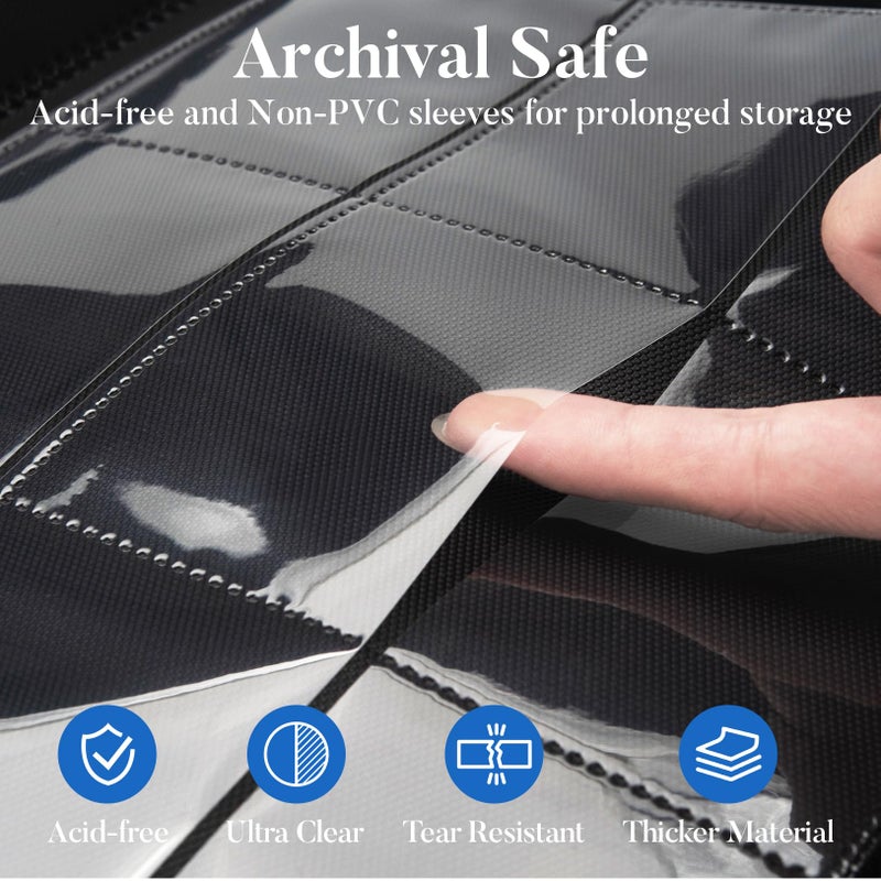 Fabmaker Premium Zip Card Binder 12 Pocket, Fabmaker 912 Pockets Trading Card Binder, PU Zipper Card Collection Album, Sturdy Side-Loading Card Book Holder for Game & Sports Cards, Black - Image 4