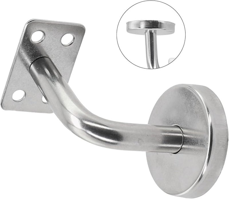 قوس درابزين من الفولاذ المقاوم للصدأ مثبت على الحائط مقاس 60 مم × 60 مم فضي دعامة سور الدرج - Image 5