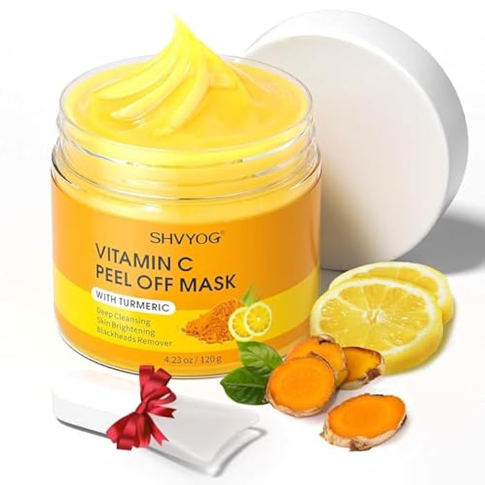 SHVYOG Vitamin C Peel Off Face Mask, Peel Off Mask with Turmeric, Blackhead Remover & Deep Cleansing Face Peel Mask, Vitamin C Exfoliating Face Mask for Blackheads, Large Pores, Dirts, Oil - Image 1