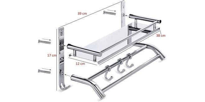 Filox Multi-Purpose Towel Holder for Bathroom | Stainless Steel & Aluminum Wall Mounted Towel Bar Rack | Durable & Rust-Free Bathroom Accessory - Image 2