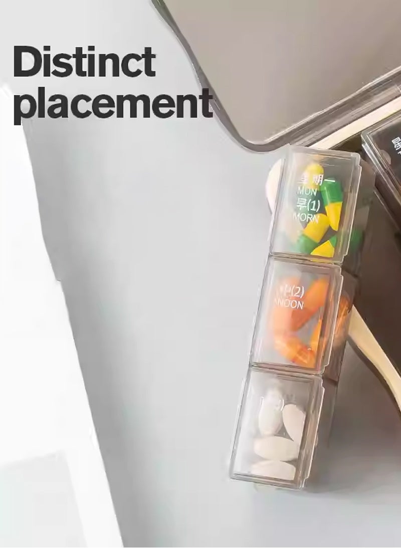 lebonaer Pill Organizer 3 Times a Day - Weekly Pill Organizer 3 Times a Day - Large Pill Box 7 Day Medicine Organizer Pill Case, Pill Box Organizer Container, Daily Pill Box 3 Times a Day for Vitamins (Brown) - Image 4