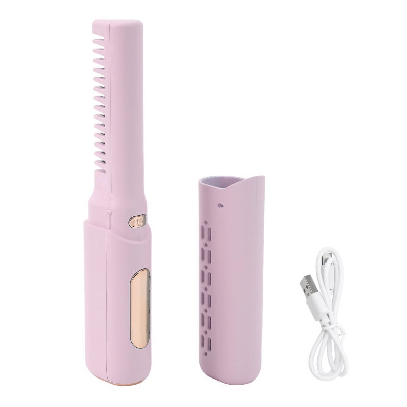 Cordless Mini Hair Straightener: 2 In 1 Functionality, 3 Adjustable Temperature Settings, Anti Scald Design - Quick Heat Wireless Flat Iron Brush for Travel, Home On The Go Styling - Image 1