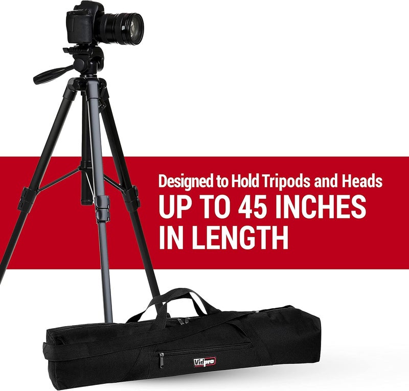 VidPro TC-45 Tripod Carrying Case - Heavy Duty Nylon Bag with Shoulder Straps and Handles - Compact Case with Full Length Zippered Closure Plus External Pocket Fits Tripod with Head up to 45 Inches - Image 3
