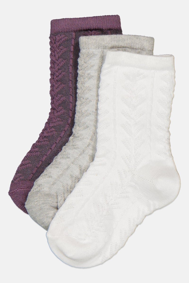 Mudd Kids Girl 3 Pairs Textured Socks, Multicolor - Image 1