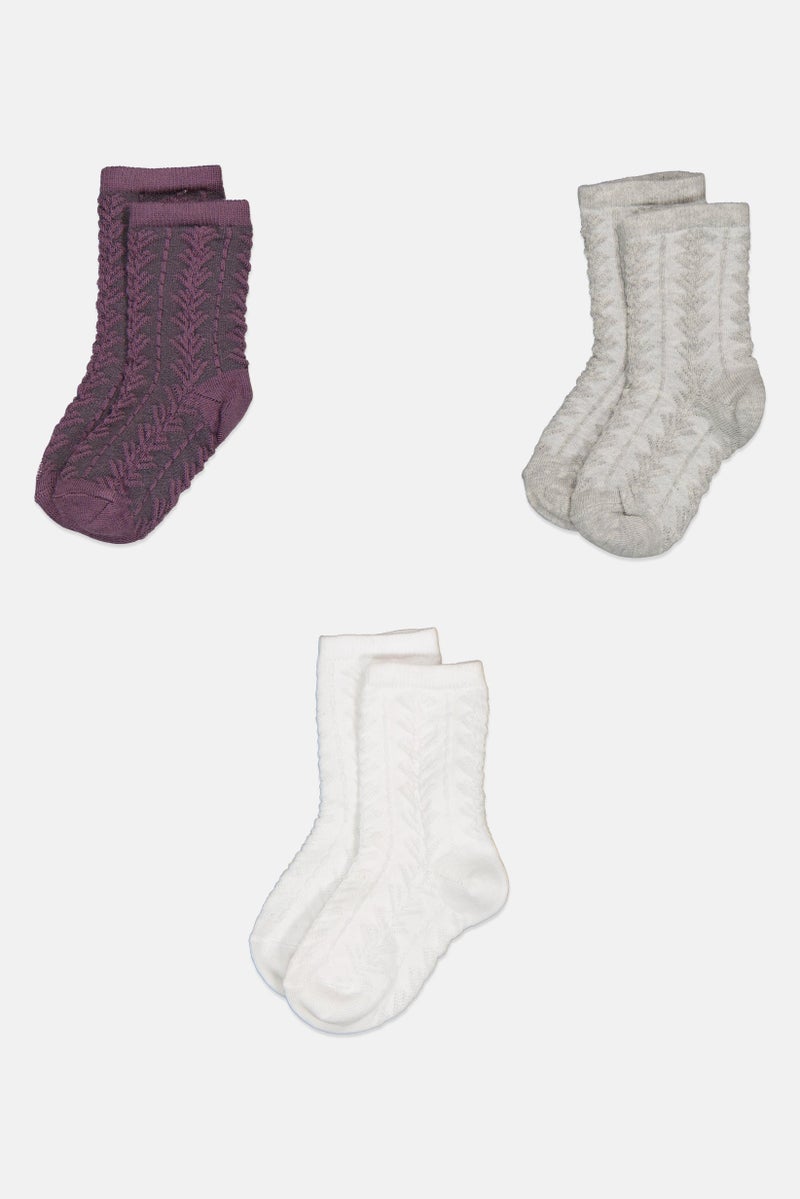 Mudd Kids Girl 3 Pairs Textured Socks, Multicolor - Image 3