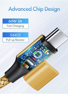 etguuds Gold USB C to USB C Cable 6ft, 2-Pack, 60W USBC to USBC Cord, Type C to C Charger Cable Fast Charging for iPhone 16/15 Pro Max/Plus/Pro, for MacBook Pro Air/iPad, for Samsung Galaxy S24 S23  - Image 2