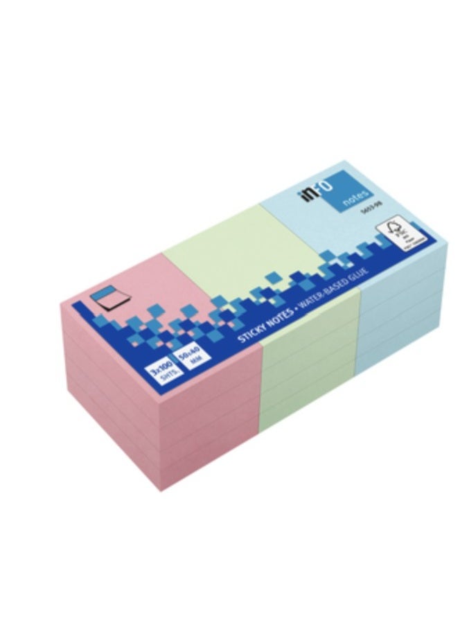 infonotes - STICKY NOTES, 50 x 40 mm, 12 PADS TOGETHER,  "pastel" color, 100 sheets