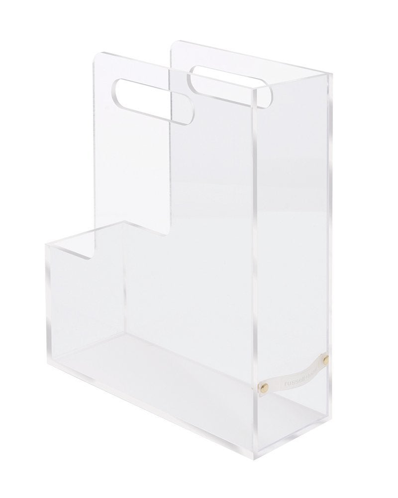 RUSSELL+HAZEL RUSSELL+HAZEL Acrylic Magazine File, Clear with Gold-Toned Hardware, 3.75” x 10.5” x 2.5” (31729)  - Image 1