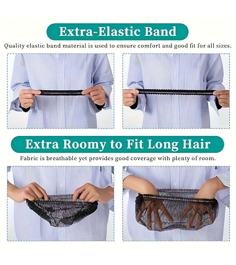 29pcs Disposable Black Hairnet Fluffy Cap Bulk Elastic Dust Cover - Image 3