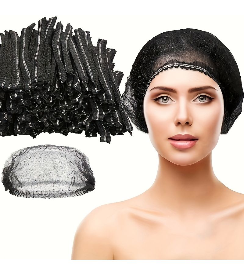 29pcs Disposable Black Hairnet Fluffy Cap Bulk Elastic Dust Cover - Image 1