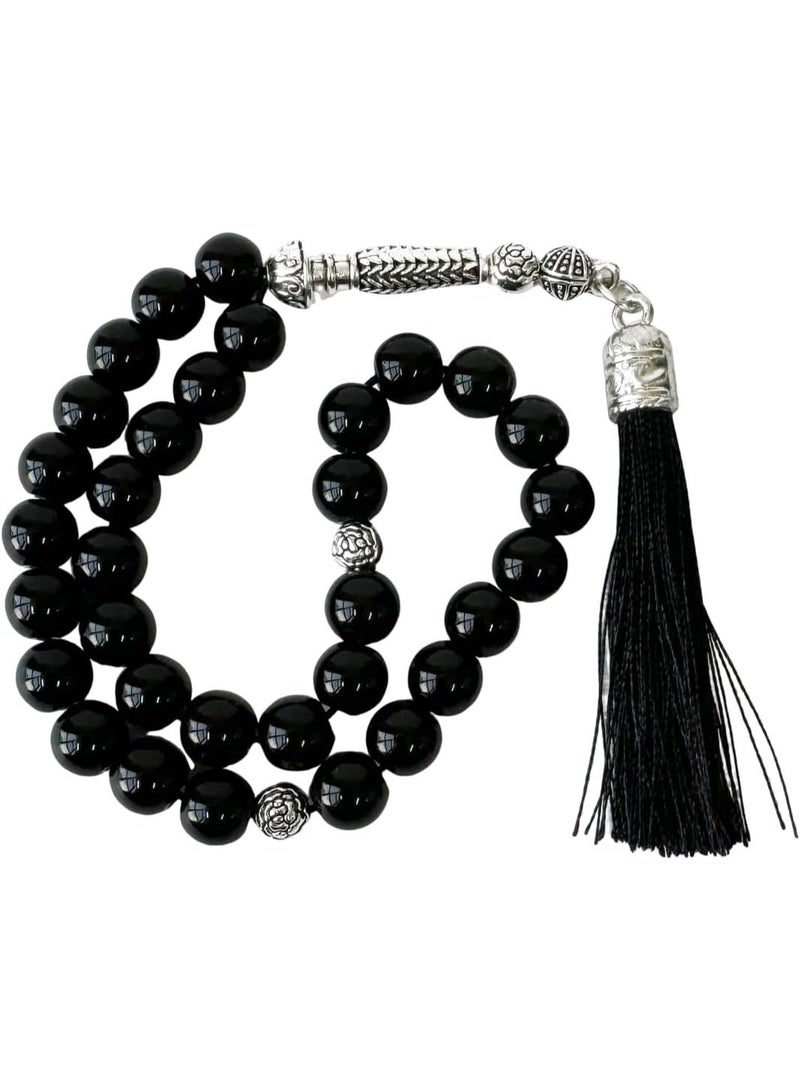 Fabienne Pack of 5 Prayer Beads Black Tasbeeh Beads 33 with Tassel 8mm Glass Beads Misbaha Islamic Zikr Beads Muslim Rosary Sibha for Ramadan Hajj Umrah Gift Set - Image 3
