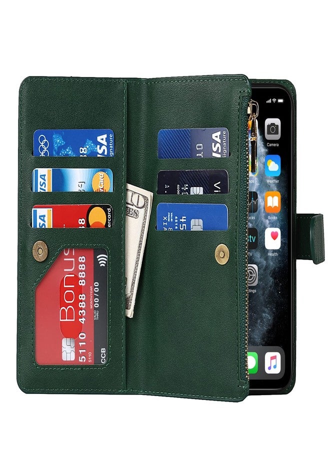 Jaorty for iPhone 11 Pro Max Phone Case Wallet for Women Men with Card Holder,for iPhone 11 Pro Max Crossbody Case with Strap Shoulder Lanyard, Zipper Pocket PU Leather Cases,6.7 Inch Dark Green - Image 5