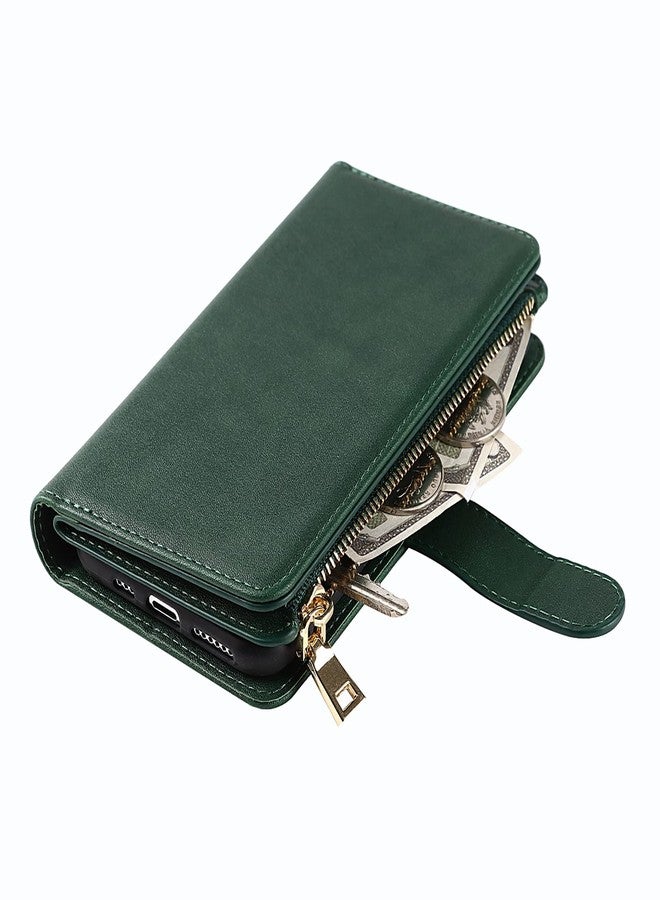 Jaorty for iPhone 11 Pro Max Phone Case Wallet for Women Men with Card Holder,for iPhone 11 Pro Max Crossbody Case with Strap Shoulder Lanyard, Zipper Pocket PU Leather Cases,6.7 Inch Dark Green - Image 4