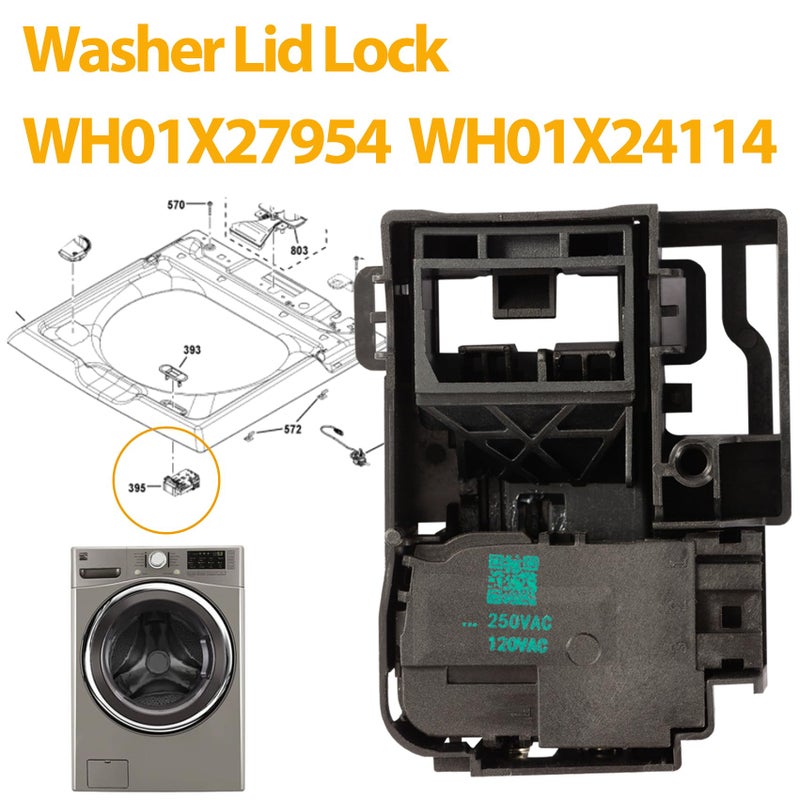 Saiyugty WH01X27954 Washer Lid Lock Switch Part 290D1580P004 290D1580P001 290D1580P002 EG-380843M WH01X26114 WH01X24114 Compatible with GE Hotpoint Top Load Washing Machine Door Lock Assembly Replacement - Image 2