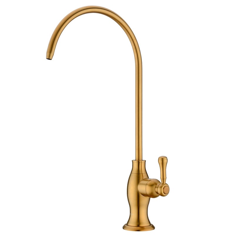 Delle Rosa Brushed Gold Drinking Water Faucet, Commercial Water Filtration Faucet for Under Sink Water Filter System,Solid Brass Drinking Water Purifier Faucets,Brushed Gold(Deep Gold) - Image 1