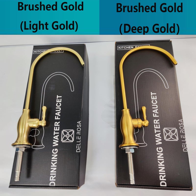 Delle Rosa Brushed Gold Drinking Water Faucet, Commercial Water Filtration Faucet for Under Sink Water Filter System,Solid Brass Drinking Water Purifier Faucets,Brushed Gold(Deep Gold) - Image 4