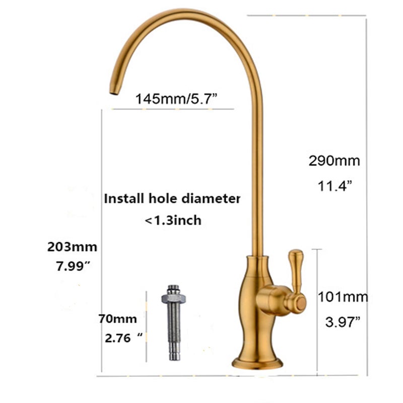 Delle Rosa Brushed Gold Drinking Water Faucet, Commercial Water Filtration Faucet for Under Sink Water Filter System,Solid Brass Drinking Water Purifier Faucets,Brushed Gold(Deep Gold) - Image 5