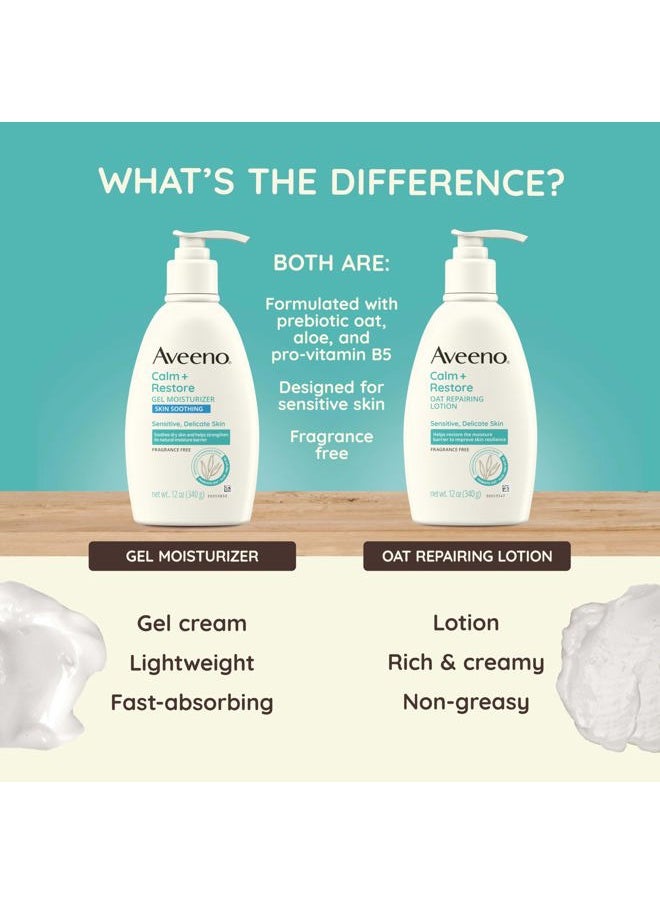 Aveeno - Calm + Restore Oat Repairing Body Lotion for Sensitive Skin, Daily Moisturizer with Prebiotic Oat, Aloe & Pro-Vitamin B5 Helps Restore Skin's Moisture Barrier, Fragrance Free, 12 oz - Image 1