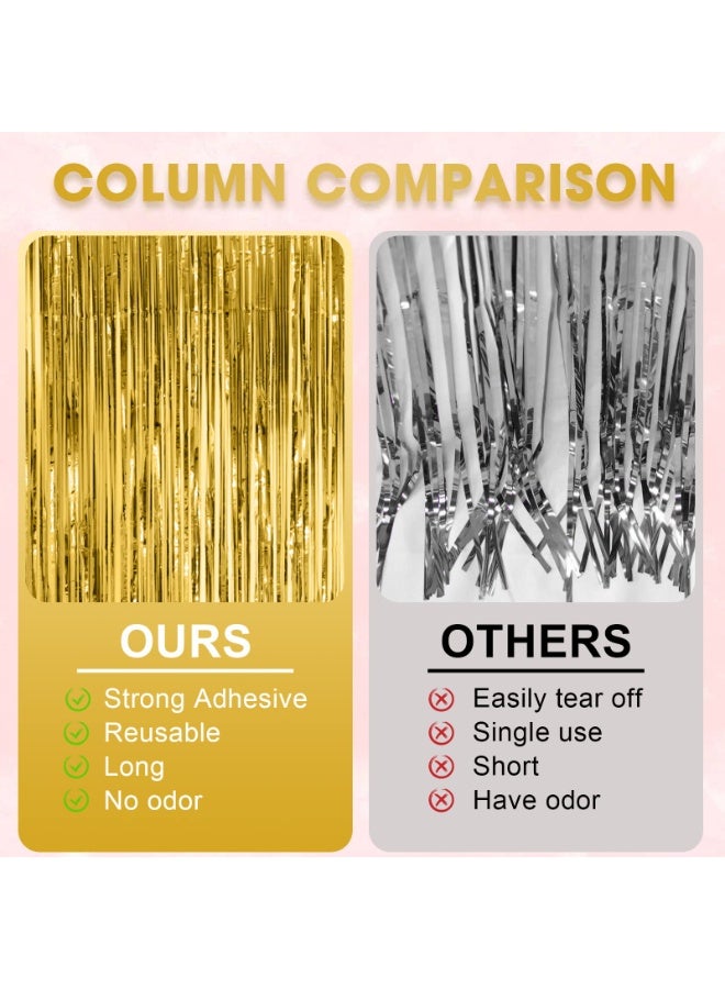 Mordely Metallic Foil Fringe Curtain, Shiny Tinsel Backdrop with Adhesive Strip, 3.3 x 6.5 FT for Birthday, Wedding & Graduation - Image 5