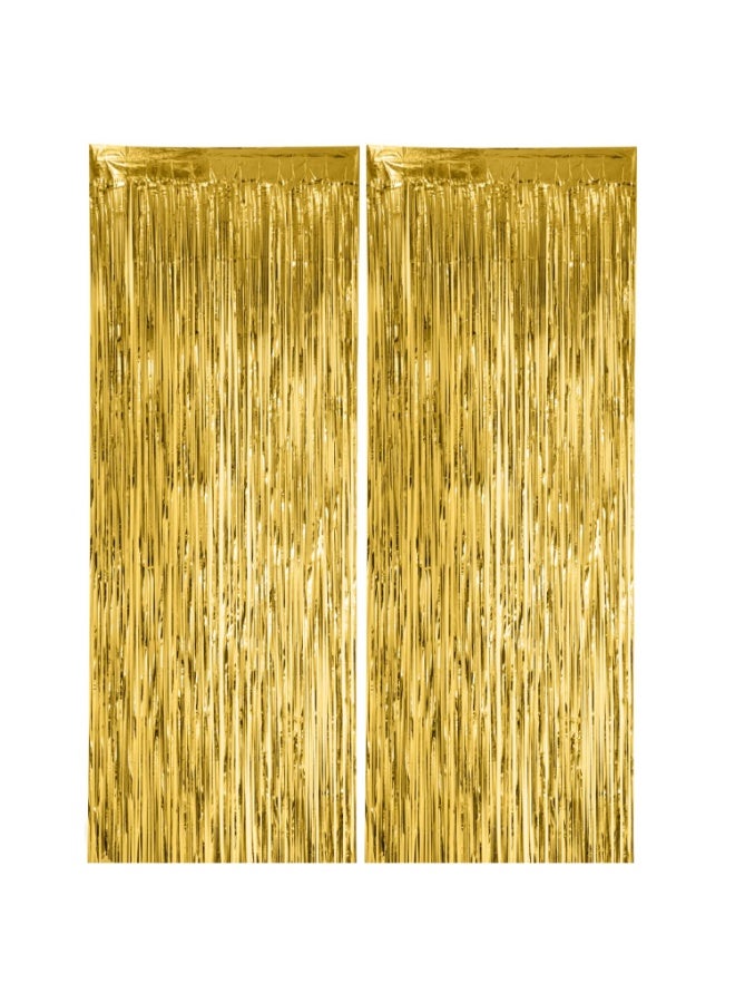 Mordely Metallic Foil Fringe Curtain, Shiny Tinsel Backdrop with Adhesive Strip, 3.3 x 6.5 FT for Birthday, Wedding & Graduation - Image 1