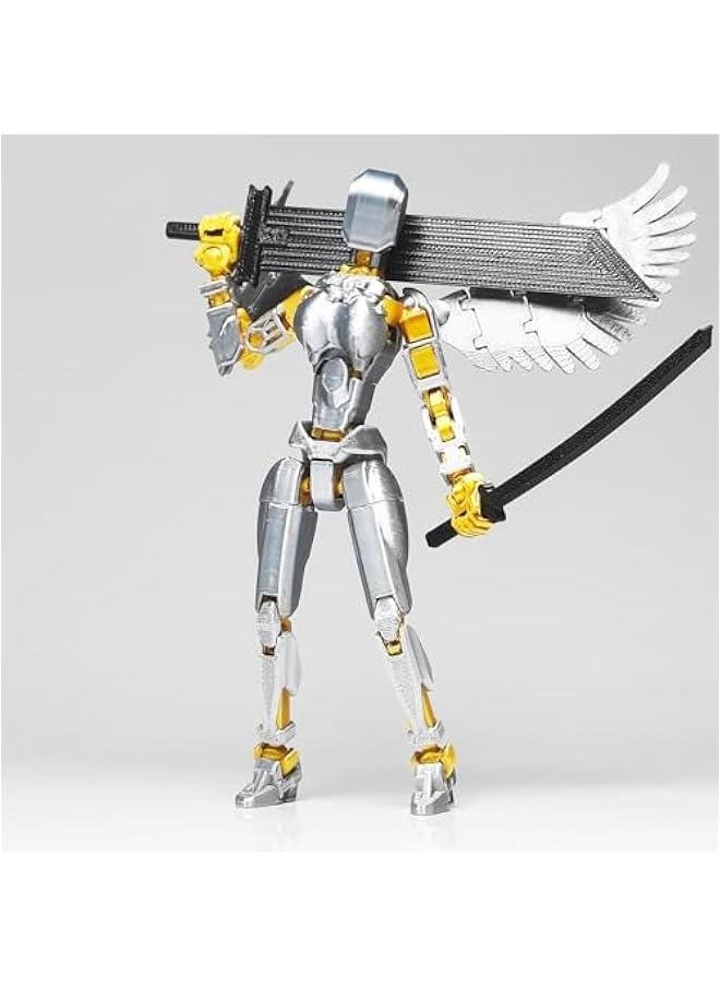 T13 Action Figure Set, Titan 13 t Action Figure 3D Printed 13 Action Figure Articulated, for Collectors Desktop Decorations, Silver Angel & Red Blue with Tools Need Assemble