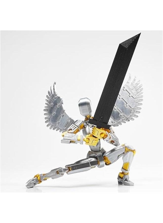 T13 Action Figure Set, Titan 13 t Action Figure 3D Printed 13 Action Figure Articulated, for Collectors Desktop Decorations, Silver Angel & Red Blue with Tools Need Assemble