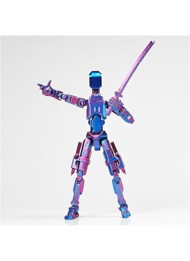 T13 Action Figure Set, Titan 13 t Action Figure 3D Printed 13 Action Figure Articulated, for Collectors Desktop Decorations, Silver Angel & Red Blue with Tools Need Assemble