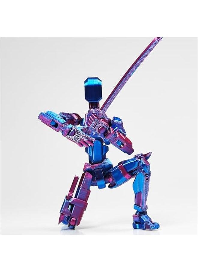 T13 Action Figure Set, Titan 13 t Action Figure 3D Printed 13 Action Figure Articulated, for Collectors Desktop Decorations, Silver Angel & Red Blue with Tools Need Assemble
