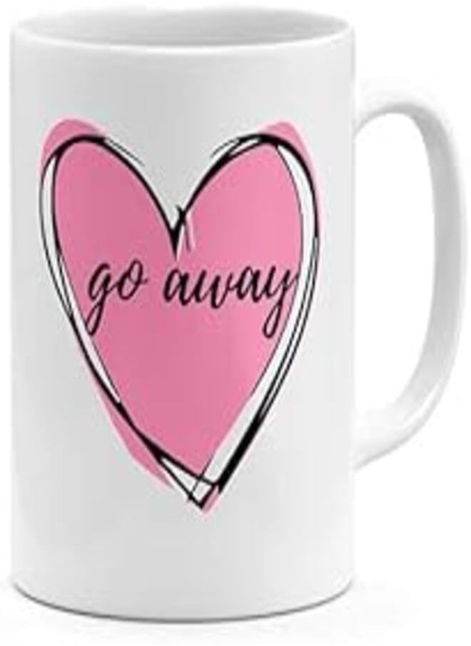 RYN - RYN PRINTED DESIGN Go Away Loving Pink Heart - Coffee Mug White 11ounce - Image 1