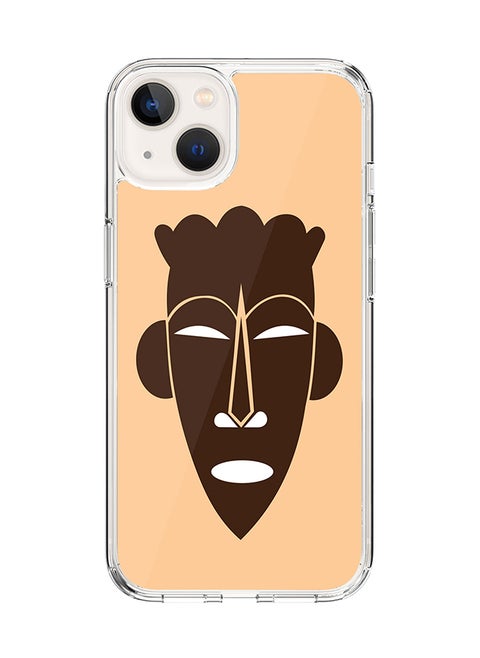 Classic Clear Case for Apple iPhone 15 Hybrid Soft Case Flexible Edges Anti Drop TPU PC Gel Thin Transparent Cover [ Designed for Apple iPhone 15 ] - Tribal Mask Full Print