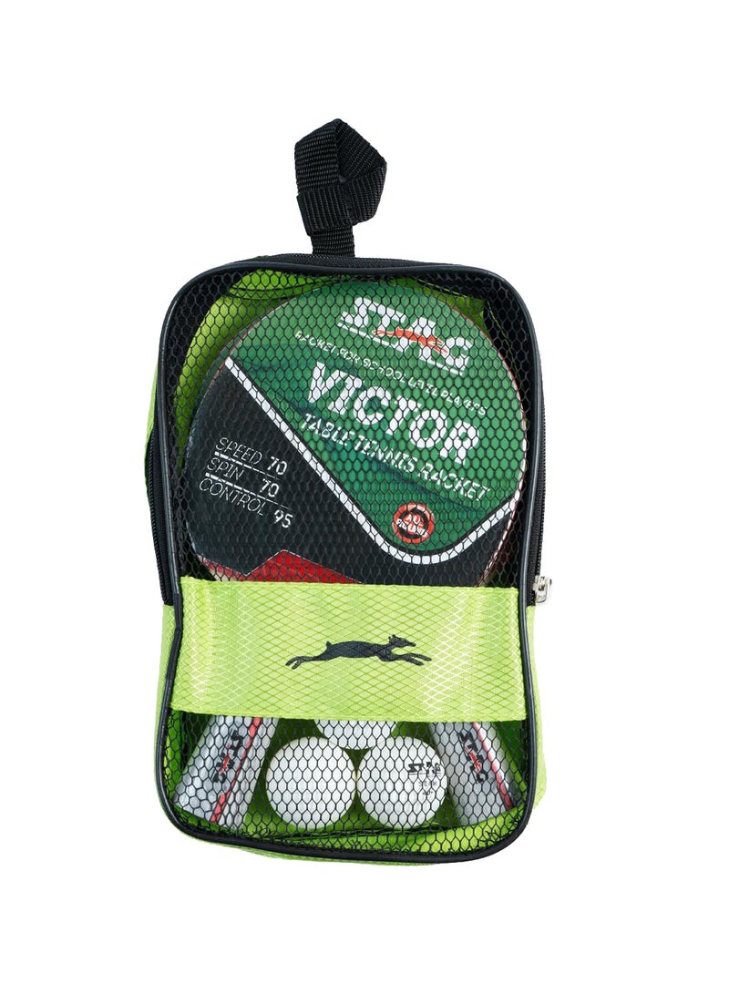 ستاج مجموعة لعب تنس الطاولة فيكتور | خشب | مطاط معتمد من الاتحاد الدولي لكرة القدم (مضربان و3 كرات) | سلسلة احترافية | 2 مضارب و 3 كرات بيضاء | تتضمن مضارب تنس الطاولة وكرات T.T - Image 1