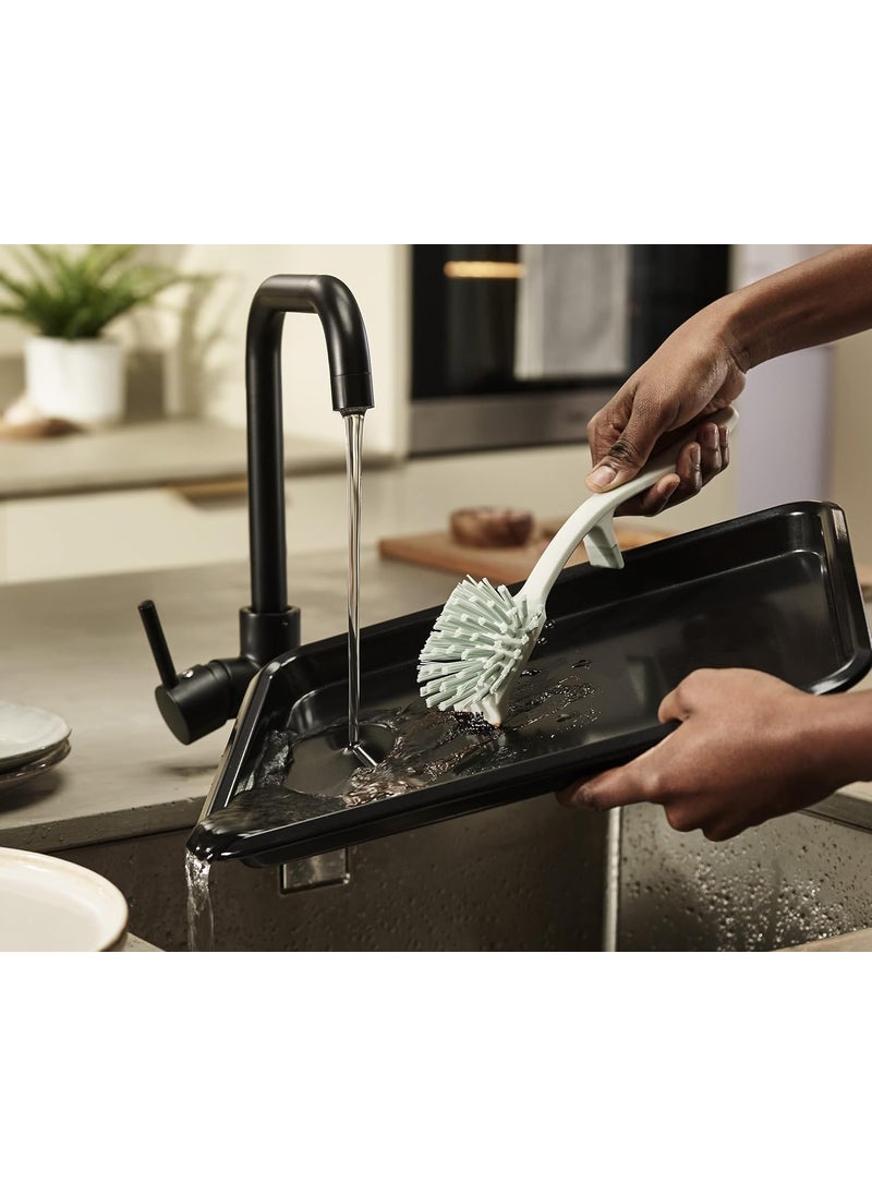Joseph Joseph Joseph Joseph Edge Dish Brush with Integrated Sink Rest Light StoneSage  - Image 5