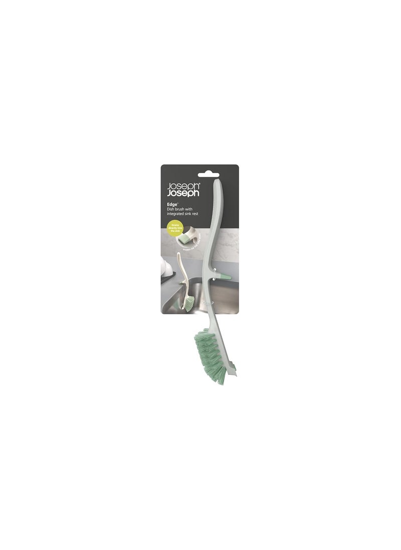 Joseph Joseph Joseph Joseph Edge Dish Brush with Integrated Sink Rest Light StoneSage  - Image 4