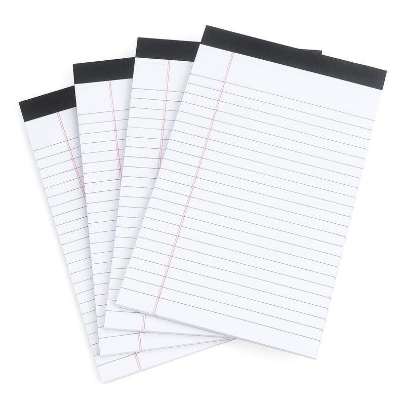 ZZTX Legal Pads Note Pads 5 x 8 Inch Lined Writing Pads, 50 Sheets Per Writing Pad, 4 Pack (White) - Image 1