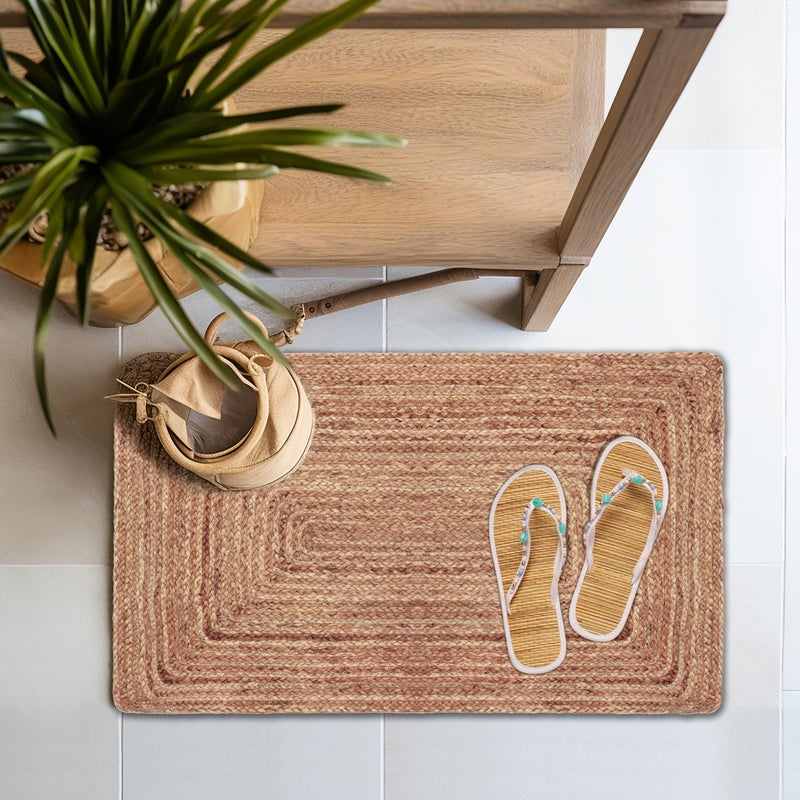 COTTON CRAFT Jute Rug - Braided 100% Jute Door Mat - Woven Neutral Reversible Small Rug - Entryway Kitchen Living Room Bedroom Bathroom Farmhouse Rustic Boho Door Mat Throw Carpet - 22x34 - Natural - Image 2