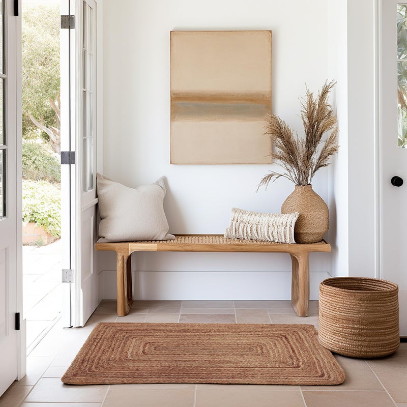COTTON CRAFT Jute Rug - Braided 100% Jute Door Mat - Woven Neutral Reversible Small Rug - Entryway Kitchen Living Room Bedroom Bathroom Farmhouse Rustic Boho Door Mat Throw Carpet - 22x34 - Natural - Image 4