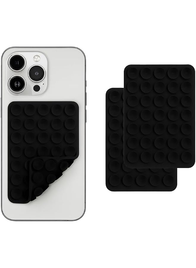 Silicone Suction Cup Phone Holder, Black, 2 Piece Set, 8x5.5cm, Double-Sided Mount, Strong Hands-Free Grip for Selfies and Videos