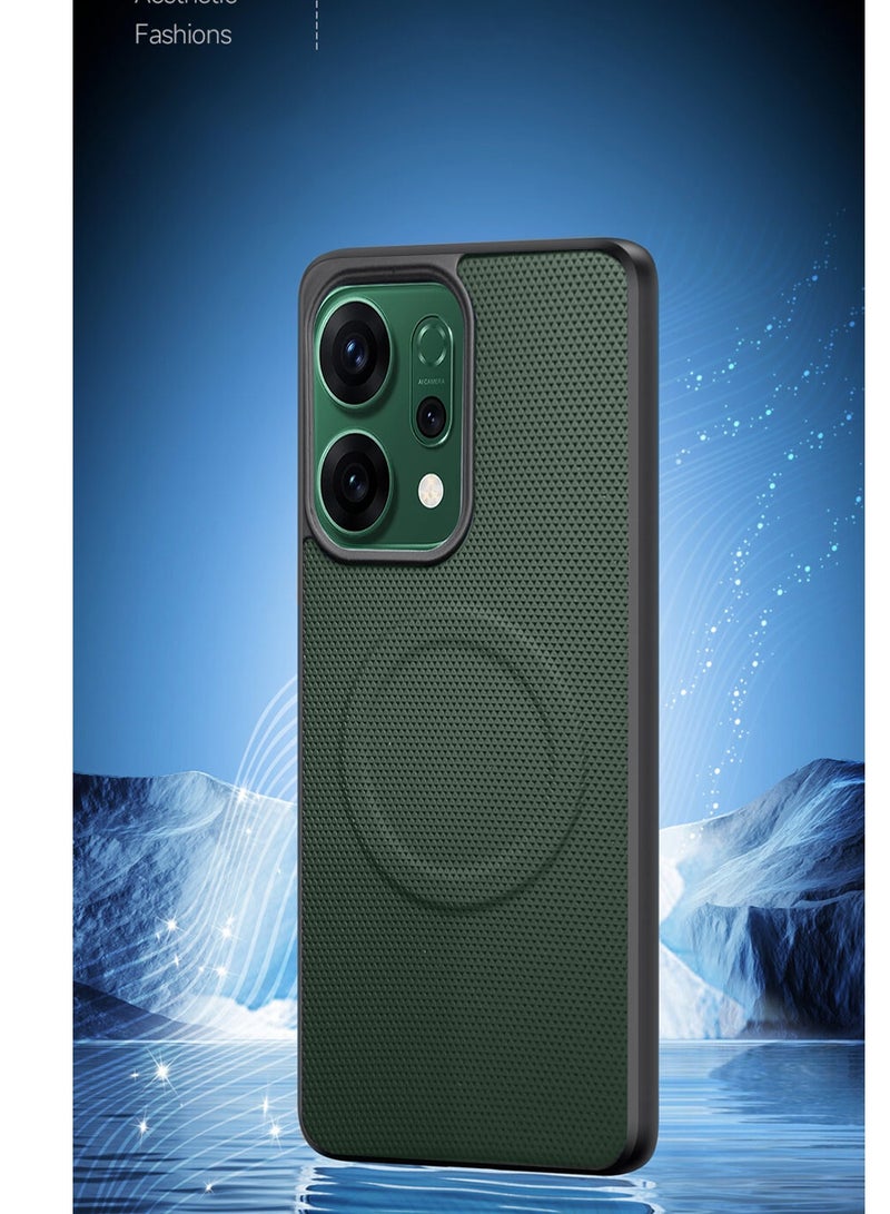 Wtech Oppo Reno14 / Oppo Reno14 Pro 5G 2025 Premium Texture Case Magnetic Aramid Fabric Texture Designed Magsafe Case Cover (MCMPMN) - Olive - Image 4