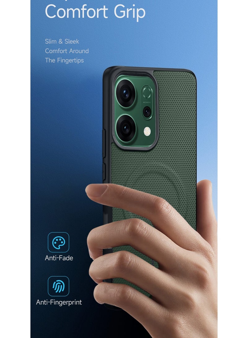 Wtech Oppo Reno14 / Oppo Reno14 Pro 5G 2025 Premium Texture Case Magnetic Aramid Fabric Texture Designed Magsafe Case Cover (MCMPMN) - Olive - Image 2