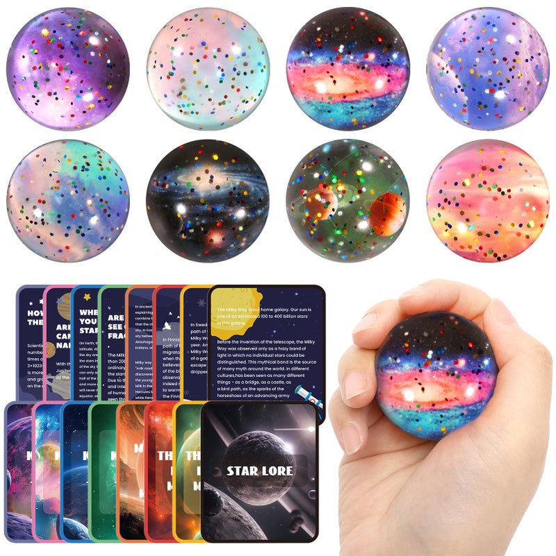 Pllieay 16PCS Solar System for Kids Galaxy Space Toys 45mm Bouncy Balls Bulk and Galaxy Flashcards for Party Favors Educational Space Toys - Image 3