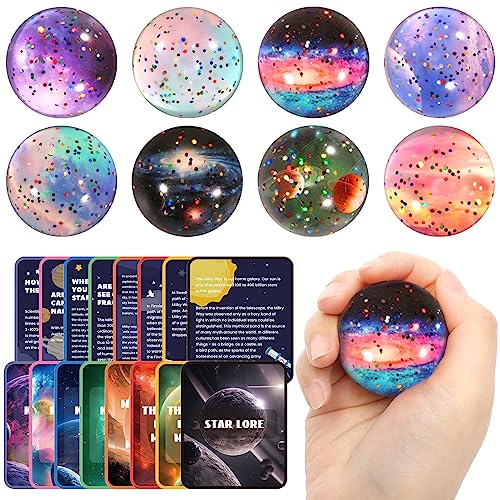 Pllieay 16PCS Solar System for Kids Galaxy Space Toys 45mm Bouncy Balls Bulk and Galaxy Flashcards for Party Favors Educational Space Toys - Image 1