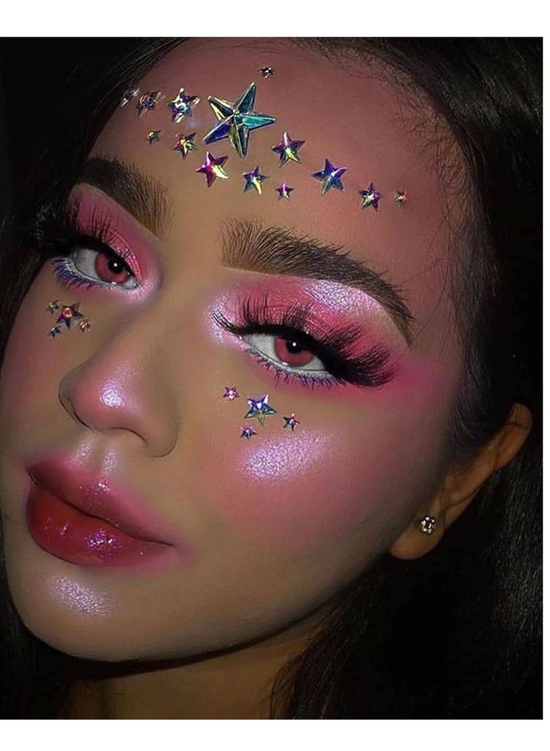 Excefore Face Stickers, Crystal Star Glitter Stickers Festival Mermaid Body Jewels, Gems Rave Party Decorarion Accessories for Women and Girls  - Image 1