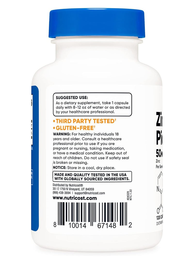 Nutricost Zinc Picolinate 50 Mg 120 Vegetarian Capsules - Image 4
