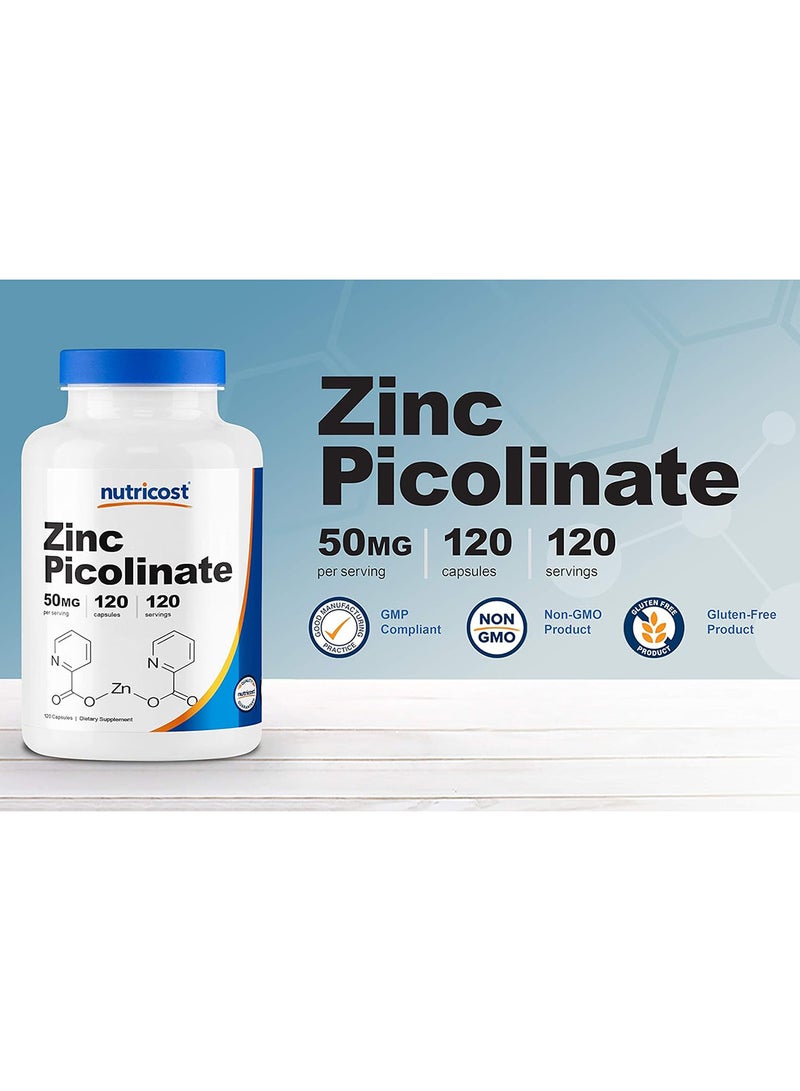Nutricost Zinc Picolinate 50 Mg 120 Vegetarian Capsules - Image 3