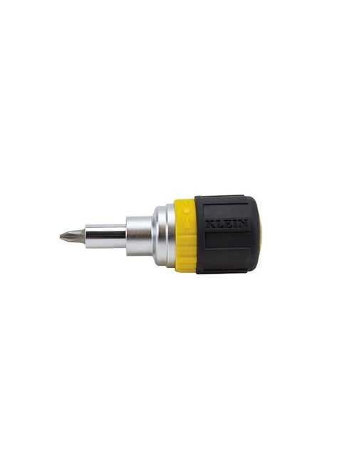 32593 Multi Bit Ratcheting Screwdriver 6 In 1 Stubby Tool With Phillips And Slotted Bits And 2 Nut Driver Sizes