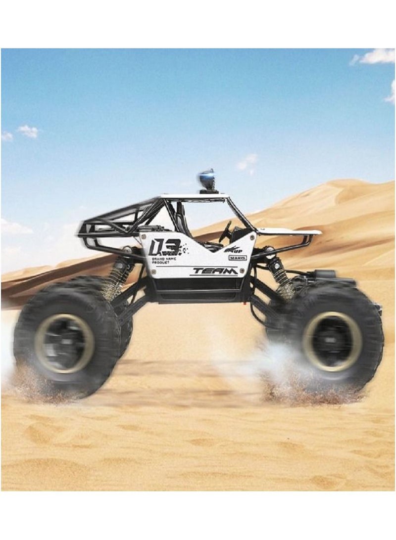 توي لاند سيارة تحكم عن بعد قابلة لإعادة الشحن بتردد 2.4 جيجاهرتز مصنوعة من سبيكة معدنية، بمقياس 1:16، مخصصة للطرق الوعرة، مزودة بنظام امتصاص الصدمات - فضية اللون - Image 3