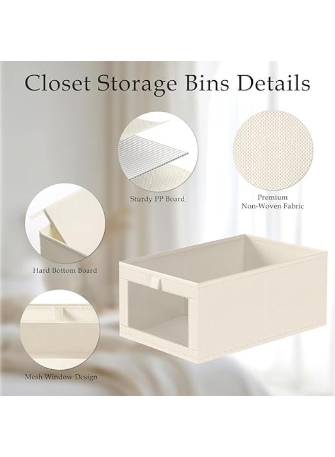 DUNISO 4 Pcs Foldable Closet Storage Organizer，Visible Wardrobe Drawer Organizers，Washable Clothes Storage Basket，for Baby Clothes,Bra,Scarves,Belt,Tie，Beige - Image 4