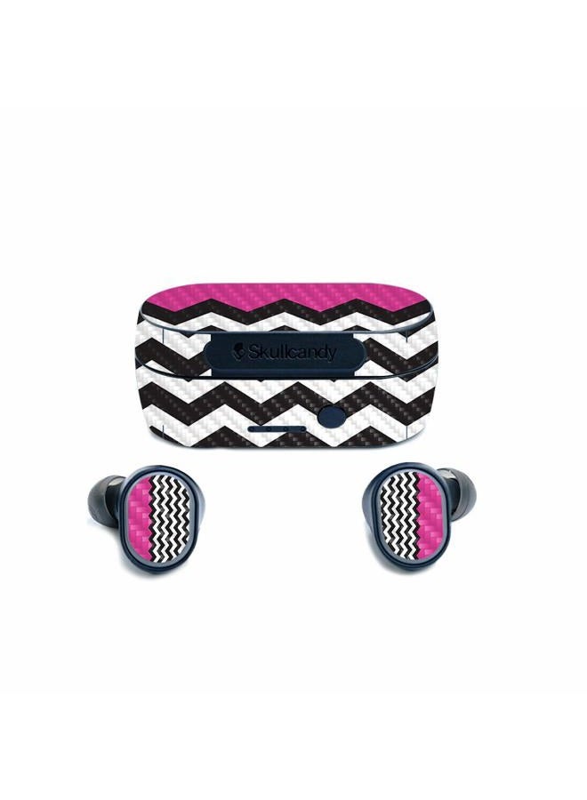 MIGHTY SKINS MightySkins Carbon Fiber Skin for SkullCandy Sesh True Wireless Earbuds - Hot Pink Chevron | Protective, Durable Textured Carbon Fiber Finish | Easy to Apply | Made in The USA - Image 1