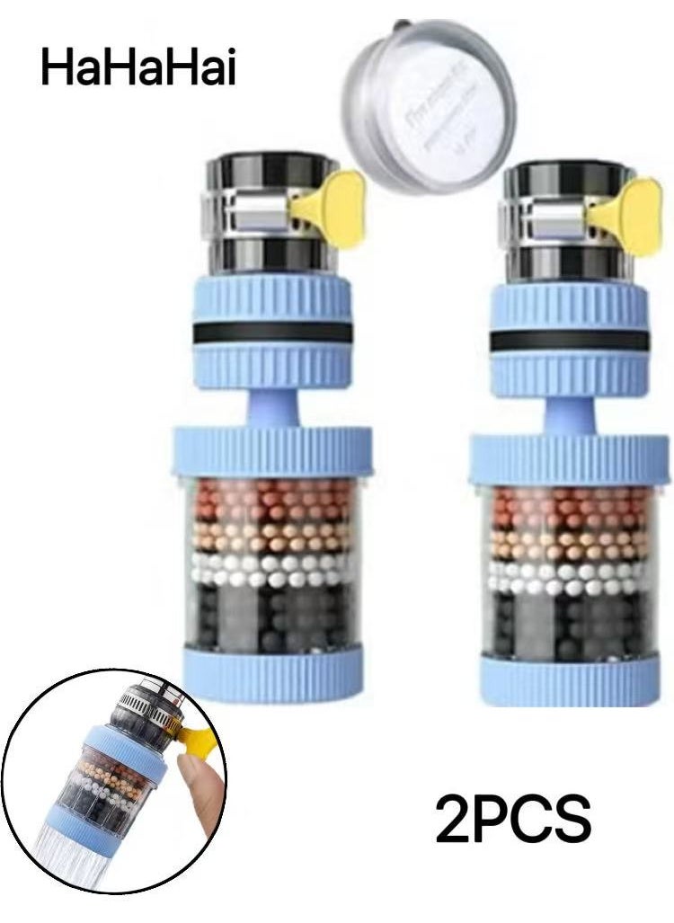 2PCS Sink Filter Water Faucet, Universal 360 Degree Rotating Sink Filter , 6 Layer Cartridge Activated Carbon Filters,Kitchen Faucet Water Filter for Home Kitchen Bathroom